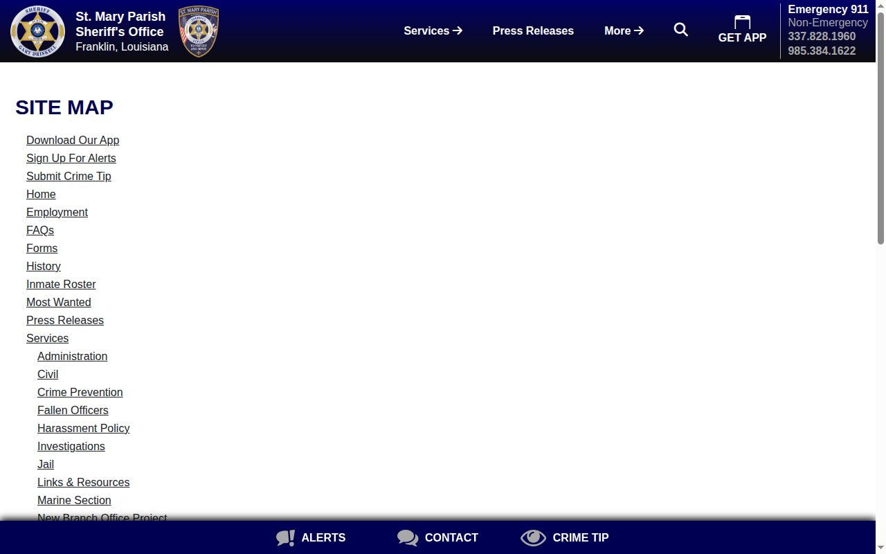 St. Mary Parish Sheriff mobile app and released-inmate roster channels