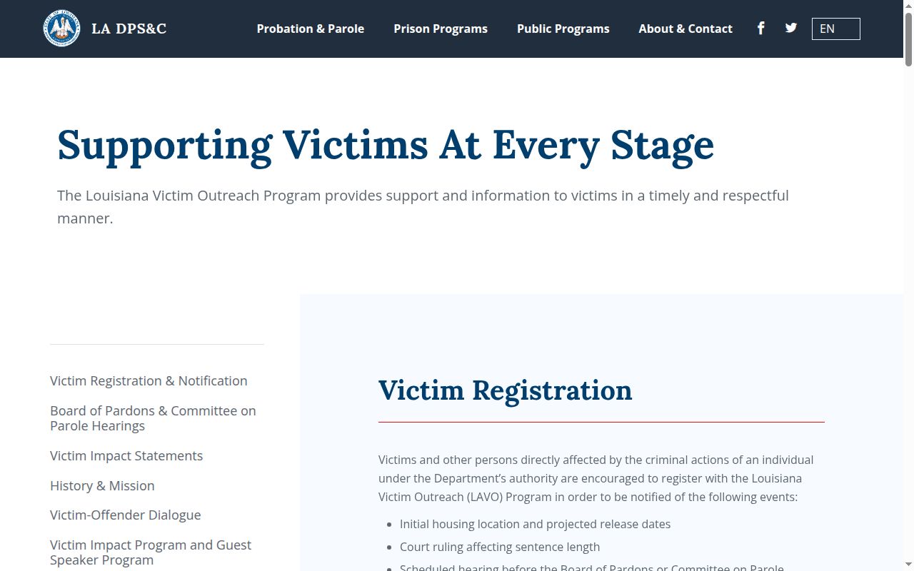 Louisiana LAVNS and Victim Outreach release notice distinction for St. Mary Parish